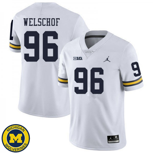 Men's Michigan Wolverines #96 Julius Welschof White Official Game Jersey